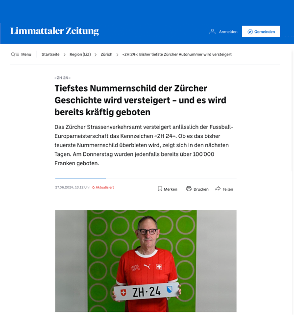 Artikel der Limmattaler Zeitung