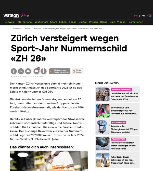 Screenshot von Watson-Artikel