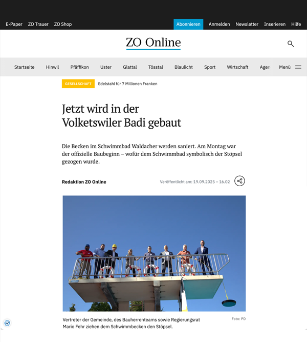 Screenshot des Artikels von ZO Online