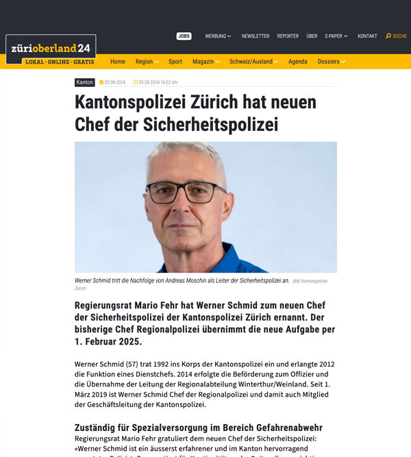 Artikel bei Zürioberland24.ch