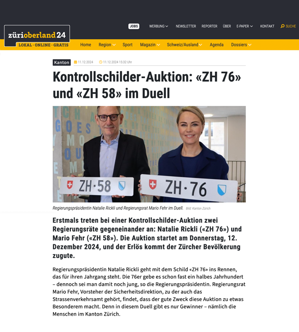Artikel von Zürioberland24.ch